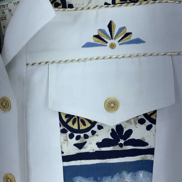 Vtg Saint Germain Womens Small Button Up Shirt Nautical Beach USA 90’s Deadstock - Picture 4 of 7